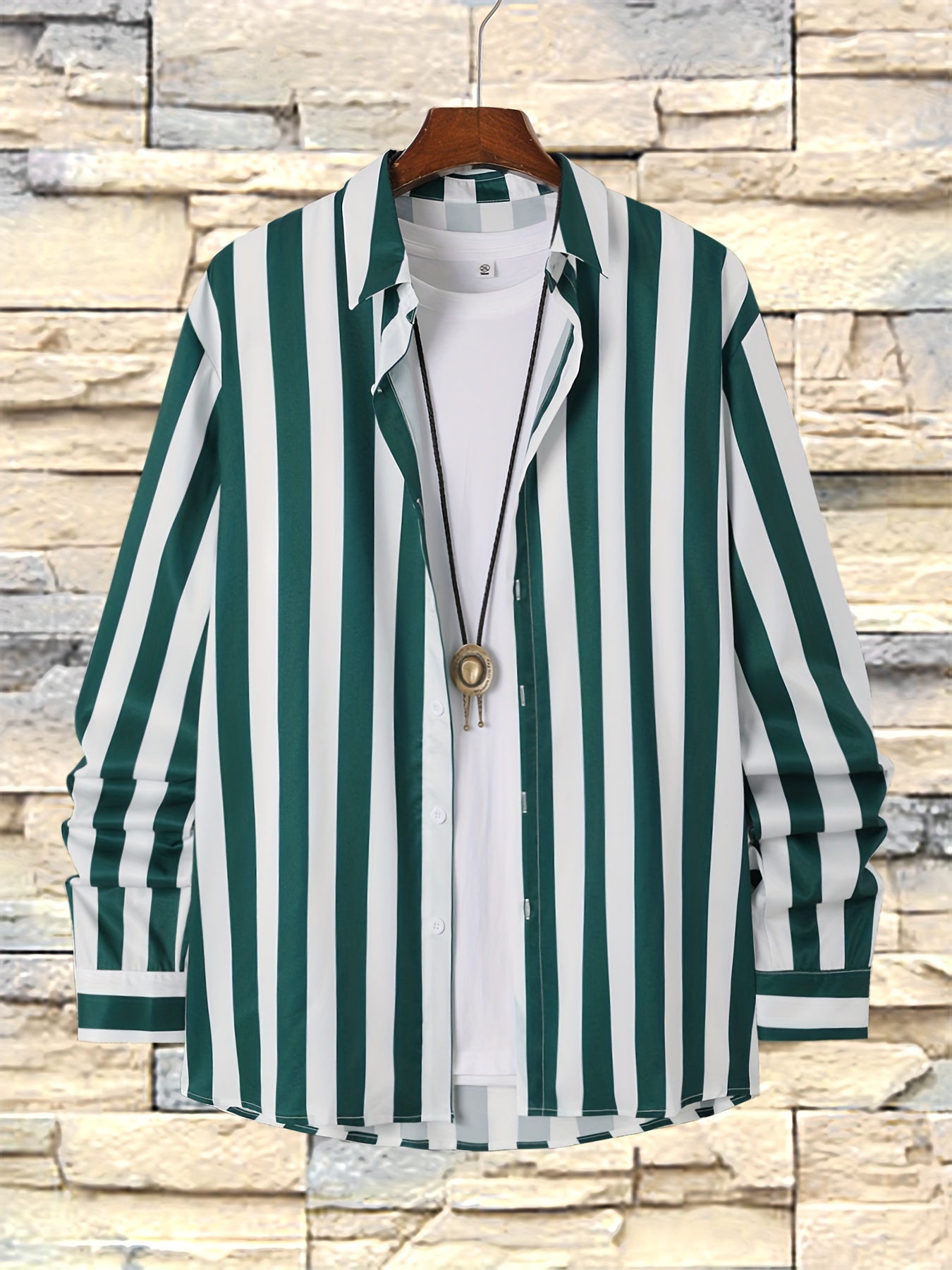 Casual Striped Long Sleeve Shirt - Polyester