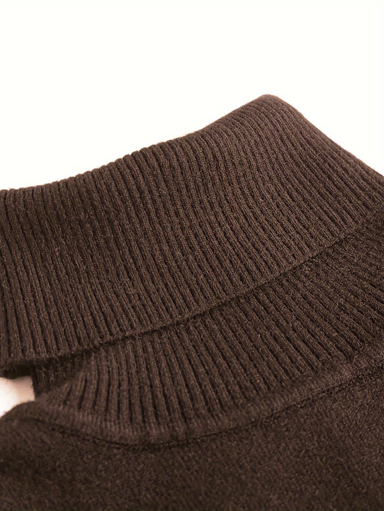 Casual Solid Color Brown Turtleneck Sweater